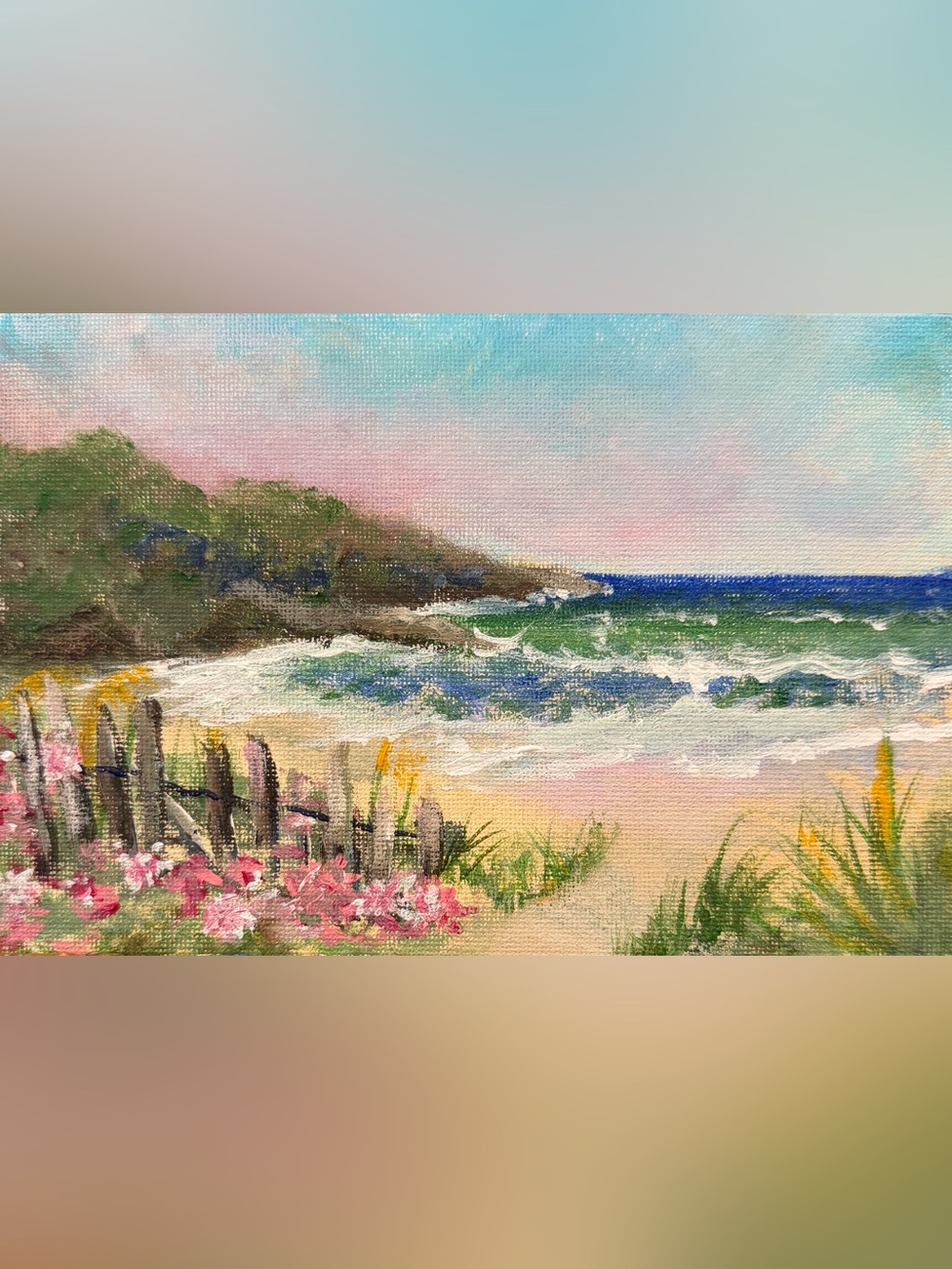 Hand-painted coastal Beach wall canvas art